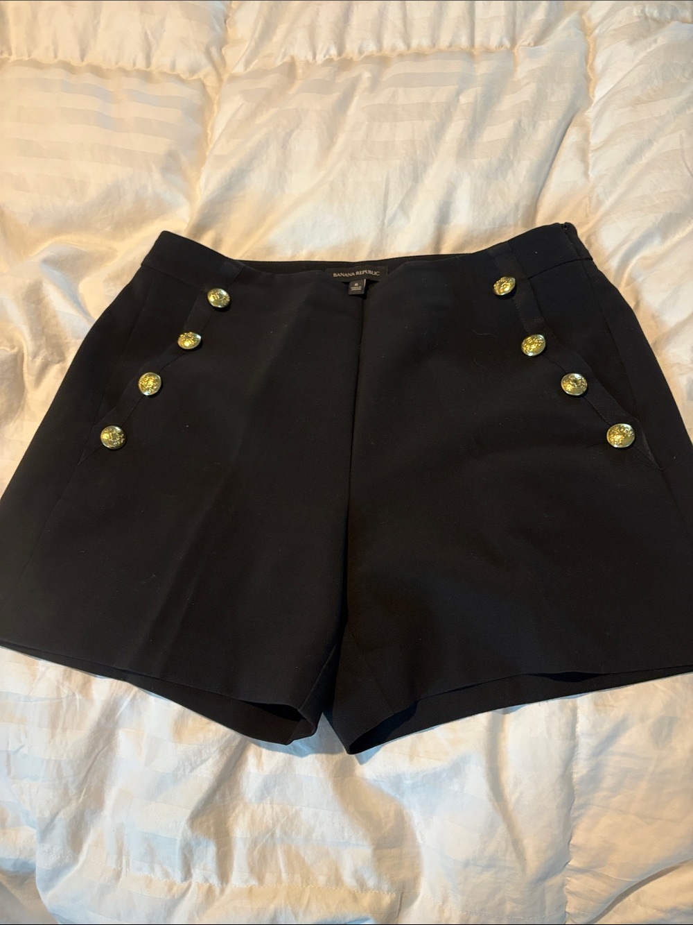 Banana Republic Black High-Waist Decorative Button Shorts